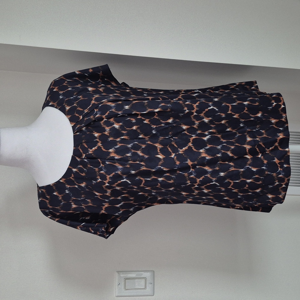 Boden Ravello Silk Blend Leopard Print Short Sleeve Blouse In Navy Size 8
